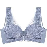 MOONBADI Damen-BHS Vorderverschluss BH Blau Damen Dirndl BH Push Up Balconette Spitzen BHS Durchsichtig Große Größen Ohne Bügel Klassische Bustier 115E
