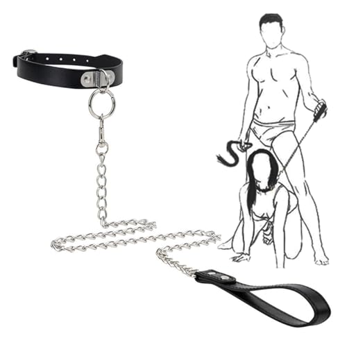 Collar de cadena de acero inoxidable de cuero negro para mascotas, un regalo original para hombres y mujeres