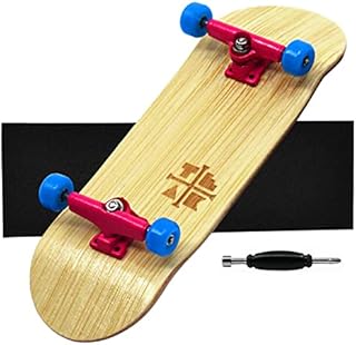 Teak Tuning Prolific Complete Fingerboard - Pro Board Shape and Size, Bearing Wheels, and Trucks - 32mm x 97mm Handmade Wooden Board - Cotton Candy Edition