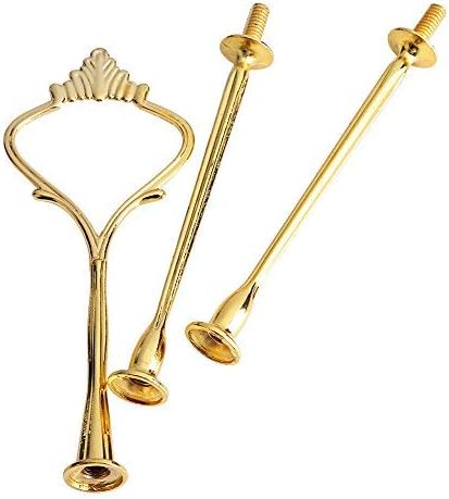 Miniatura 6 de Paquete de 3 bandejas para cupcakes de varios niveles con mango para platos de frutas (3 niveles corona-dorado)