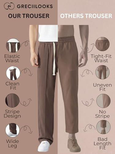 Image of GRECIILOOKS Men's Lycra Cargo Track Pants - Loose Fit Joggers for Men | Korean Style Travel & Lounge Wear with Pockets (Available in Plus Size)