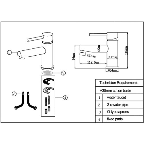 Kinse Rubinetto Miscelatore per Lavabo Bagno