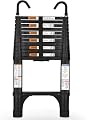 Telescoping Ladder, SocTone 12.5 FT Aluminum Lightweight Extension Ladder with 2 Triangle Stabilizers, Heavy Duty 330lbs Max Capacity, Collapsible Ladder with Hooks for RV or Outdoor Work