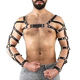 Men's Body Chest Harness Belt Adjustable PU Leather Punk Arms Chest Harness Bondage Strap, BDSM Cosplay Costume Bar Nightclub Party Club Masquerade Fetish Clubwear