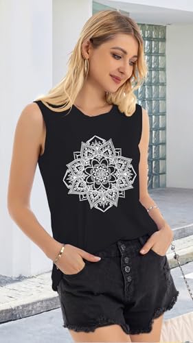 Image of Womens Tank Tops Summer Casual Sleeveless Top Loose Fit Basic Tunic Shirts
