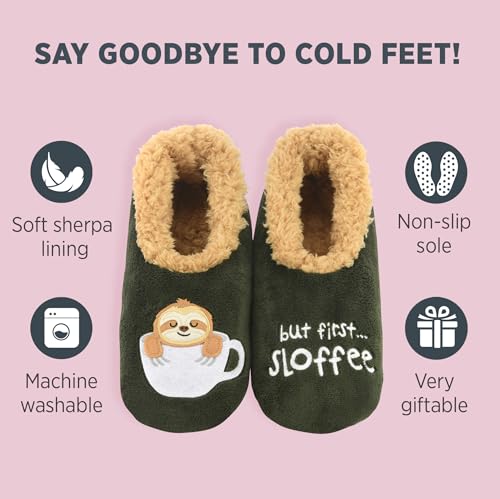 Image of Snoozies Coffee Slipper Socks for Women Cute Gifts and Fun House Slippers with Soft Sherpa Lining and Grips