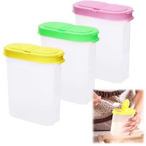 3 Pièces Pot a Epices, 250 ml Boîte Épices avec Deux Ouvertures PP Bocaux à Épices Transparent Boite à Épices Cuisine Sans BPA Verseuses Boîtes pour...