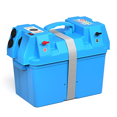 Redodo Smart Battery Box Fits Group 31/27/24 Size Batteries RV/Marine Battery Box with Multi Ports Waterproof Built-in Volt-Meter for Trolling Motor Camping Solar Panel Boat