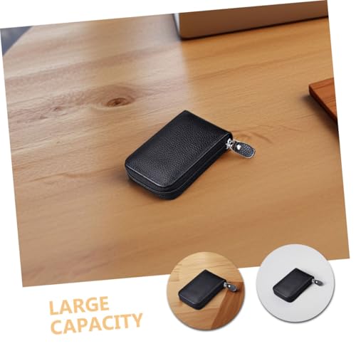 YARNOW 2pcs Cowhide Multi Card Wallet Slim Theft Card Holder for Men and Women Compact Zipper Organizer Spacious Slots Black3