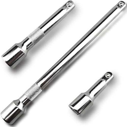Resze 3 Pcs Socket Extension Set 1/2 Drive Impact Extension Bar Set 3(76mm) 5(127mm) 10(254mm) Ratchet Extensions Set Premium Chrome Vanadium Steel Professional Socket AccessoriesSilver