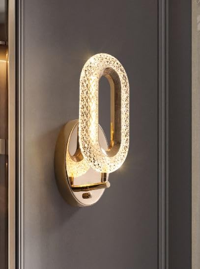 Image of Led Crystal Golden 10W Metal Led Wall Lamp, Wall Lights for Living Room Modern, Fancy Lights, Antique Home Decor for Living Room, Wall Lights for Home Decoration.