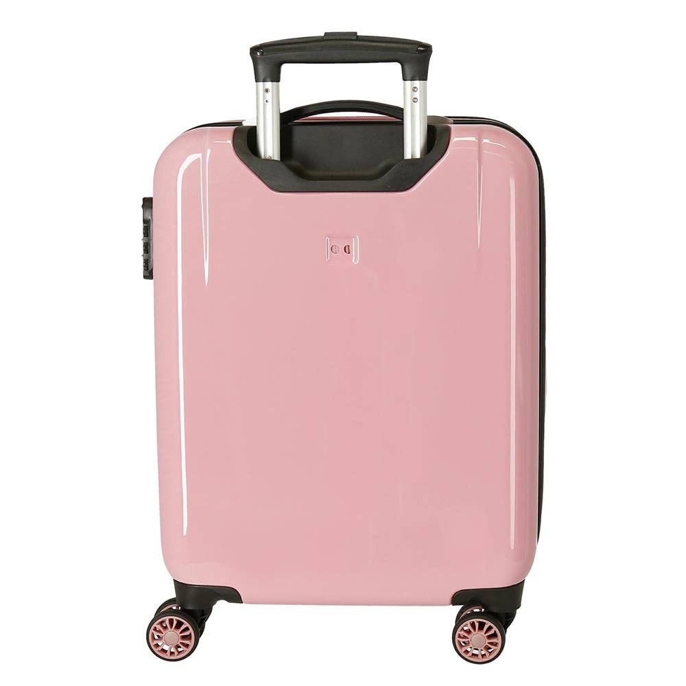 Roll Road One World Maleta de cabina Rosa 38x55x20 cms Rígida ABS Cierre de combinación lateral 34L 2 kgs 4 Ruedas dobles Equipaje de Mano