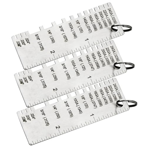 KICHOUSE 3pcs Gauge Welding Thickness Gauge Welding Supplies Wire Sizes Thickness Gauge Welding Tools Wire Gauge Measurement Tool Wire Gauge Measuring Stainless Steel Silver