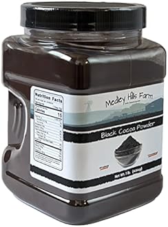 Black cocoa powder by Medley hills farm 1 Lb. in Reusable Container - Great Black cocoa powder for baking - Dutch Processed - Unsweetened