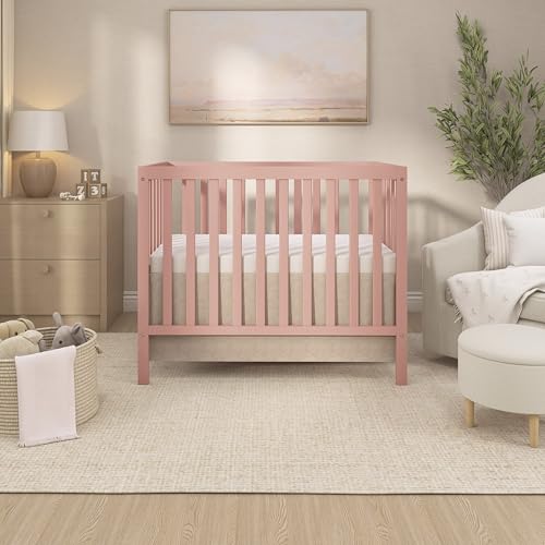 Image of Dream On Me Edgewood 4-in-1 Convertible Mini Crib in Dusty Pink (634-DPNK)