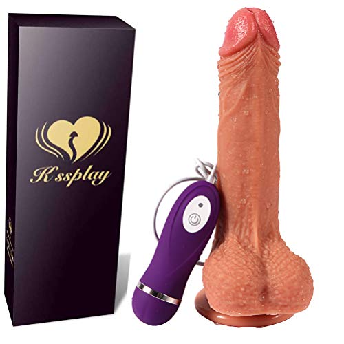 Kissplay,Vibratóre Dǐldó con 10 modalità,A realistico Vǐbratóri Dǐck Pene Cǒck Dongcon 18cm Reale Pene di Silicone con Ventosa Vibratóri,Telecomando Stimolare Punto G Pelle