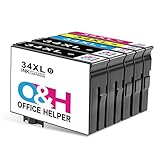 【Contenuto della confezione】 confezione da 5 cartucce d'inchiostro Epson 34 34 XL compatibili, 2 nero T3471 / 1 blu T3472 / 1 magenta T3473 / 1 giallo T3474