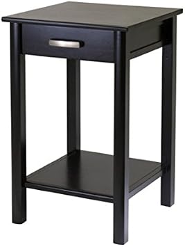 Ergode Wood Burke Home Office Printer Stand | Cottage Style Design | Adjustable Center Shelf | Ample Storage Space | Dark Coffee Finish | 19.84" W x 19.84" D x 31.1" H 92719-VV