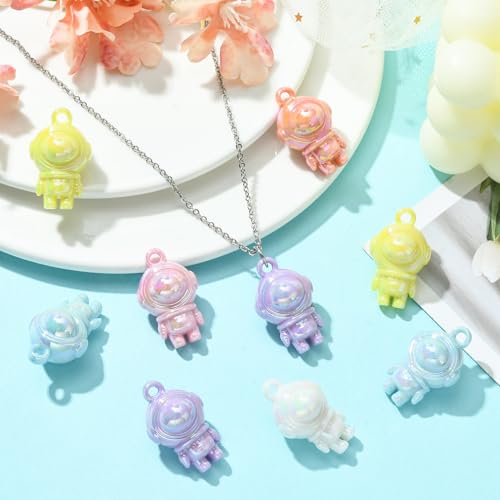 Stiesy 30Pcs Acrylic Spaceman Charms Pendant Astronaut Charms UV Plating Dangle Charms for Jewellery Making DIY Bracelet Crafting - Image 4