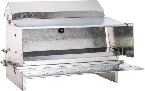 RentACoop Automatic Metal Treadle Feeder - Outdoor Use, Rainproof - Suitable for Chicken, Bantams, Poultry, Pheasants, etc. - 25lb Capacity