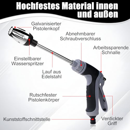 Power Jet Hochdruckpistole, Water Blitz Für Gartenschlauch, Water Hochdruckreiniger, Gartenschlauch Original mit Zubehör, für Gartenbewässerung Autowäsche Haustierduschen