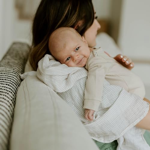 Image of Little Unicorn Muslin Swaddle Blanket for Newborns & Infants | Soft & Breathable Fabric | Baby Blanket for Swaddling, Nursing, Shower Gifts (Sand Stripe)