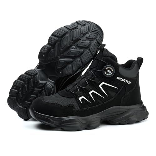 LIWEGHT Safety Boot Steel Toe Cap Shoes for Men Women Safety Shoes Steel Cap Trainers Work Boot Sneakers Lightweight Breathable Industrial Construction Black 46 EU