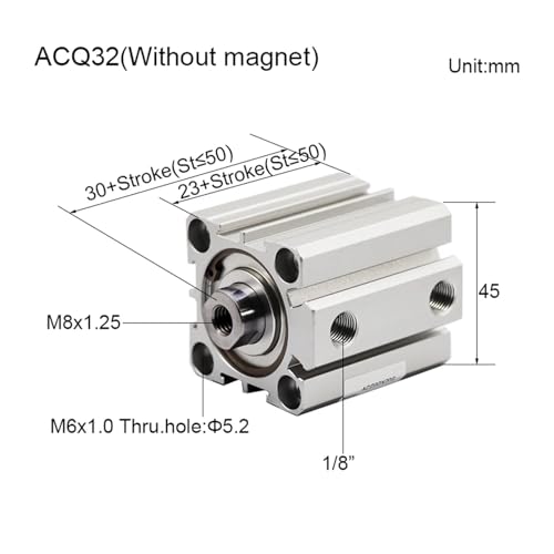 Cilindro compacto de doble acción ACQ con diámetro de 40mm para alta presión 3