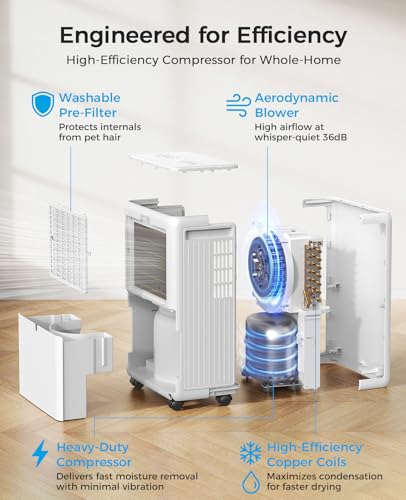 Image of 2000 Sq.ft Dehumidifier for Basement, Trazico 30 Pint Dehumidifiers for Home with Drain Hose, Quiet Operation, Intelligent Humidity Control, 3 Modes, 24H Timer, Auto Defrost, for Bathroom Bedroom RV