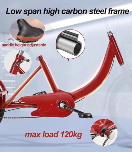 Rower ładunkowy z dużym stalowym koszem, trójkołowy Riksza z regulowanymi pedałami, siodełkiem i kierownicą, 3-kołowy rower Cruiser
