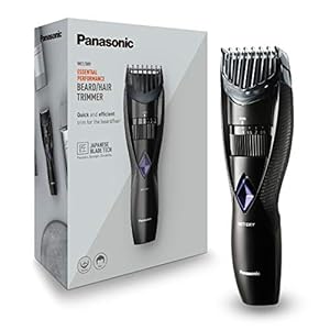 Panasonic ER-GB37 Wet & Dry Electric Beard Trimmer for Men with 20 Cutting Lengths, Standard UK 3pin plug, Black, 40 min usage