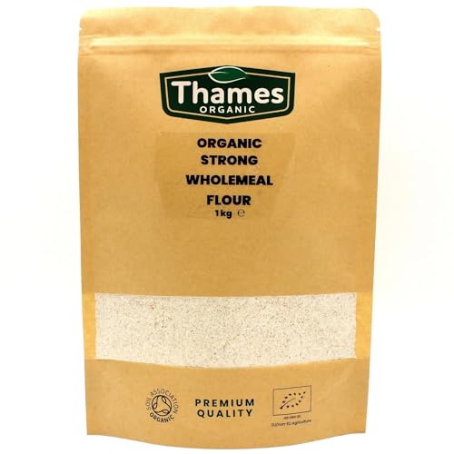 Organic Stoneground Wholemeal Bread Flour-Certified Organic, Non-GMO, Vegan, No Additives, No Preservatives, Resealable Bag by Thames Organic 1kg