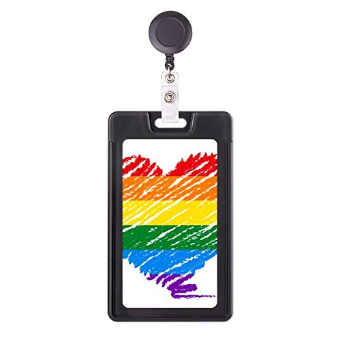 Porte-badge rétractable LGBT avec motif arc-en-ciel gay et cœur lesbienne
