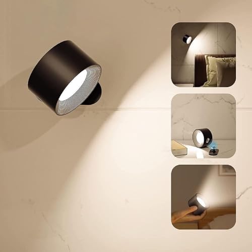 Sladdfri LED-nattlampa - batteridriven, beröringsaktiverad vägglampa med en rad olika belysningsalternativ(Black)