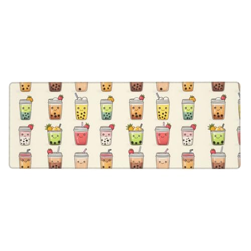 Tapis de souris pour ordinateur portable grand format motif thé aux fruits avec bords cousus