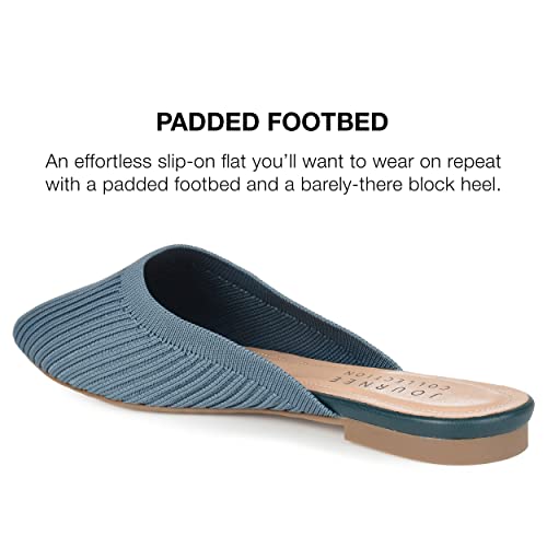 Image of Journee Flat Knit Mules for Women - Closed Pointed Toe Slip-On Shoe - Comfortable Aniee Slide