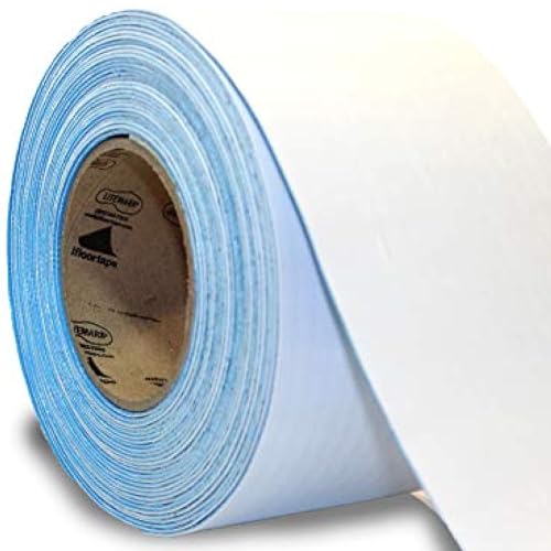 Image of LiteMark Duramark EC700 Floor Marking Tape for Concrete and Pavement | Industrial Marking Tape for Warehouses | Long-Lasting | High Durability (White), 4 Inch X 18 Feet