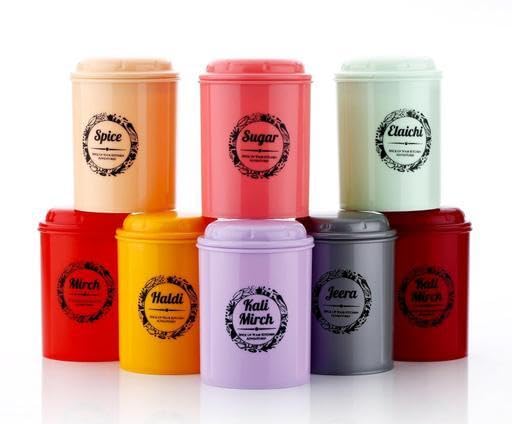 Airtight Kitchen Storage Jars with Leakproof Lids | BPA-Free Plastic Containers |Food Grade Jars for Spices Herbs & Masalas | Modular Pantry Organizers (8 Pcs Grocery Da VAI-P2421