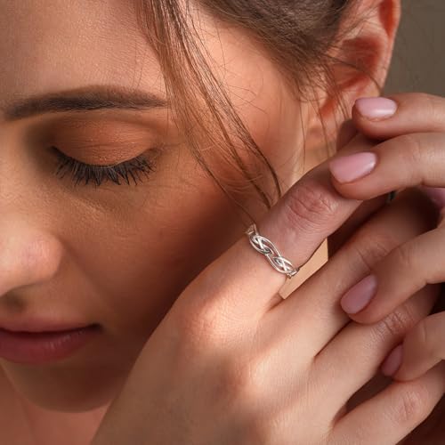 LeCalla 925 Sterling Silver Celtic Knot Rings for Women | Women's Vintage Celtic Knot Eternity Wedding Band Ring | Endless Love Knot Rings Jewelry Gifts - Friendship Promise Engagement Ring for Her(Sizes 6-8No.)2