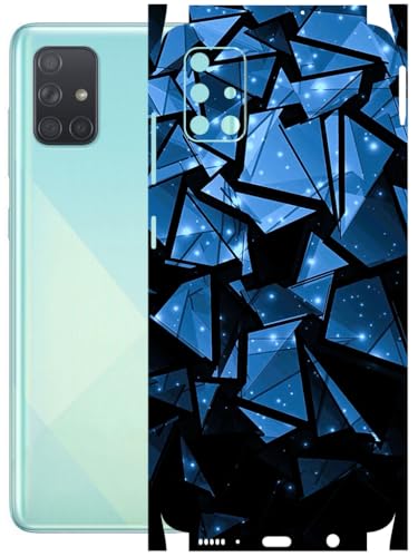 Image of AtOdds - Full Body Back Screen Guard Protector Film - Lamination Wrap Skin Sticker Compatible with Samsung Galaxy A51 | Scratchproof Matte Finish (Blue Crystals)