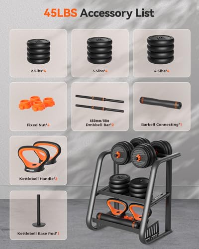 Image of FEIERDUN Adjustable DumbbellSet with bench for Full Home Gym