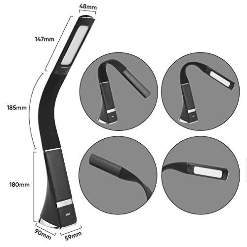 WILIT Lampada da Scrivania Ricaricabile, Lampada da Tavolo Senza Fili LED con 3 Livelli di Luminosità per Cameretta, Ufficio - Image 5