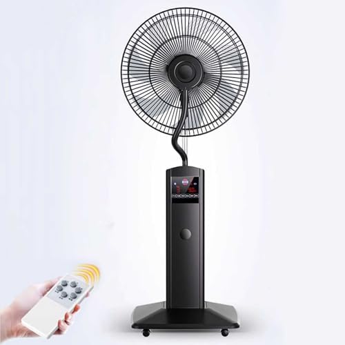 Portable Pedestal Misting Fan with 1.8L Water Tank, Multi-Angle Oscillation, Ideal for Bedroom, Living Room, Office, Outdoor Use - Stylish Gold Design