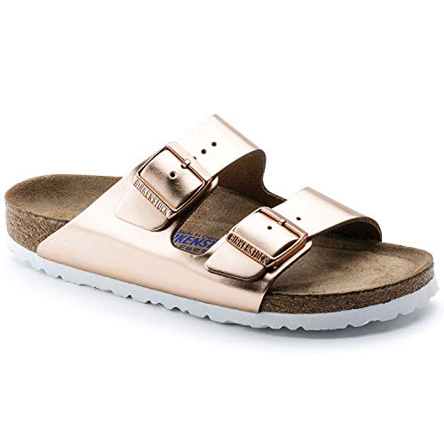Birkenstock Women's Arizona Soft Sandals, Metallic Copper, 10-10.5
