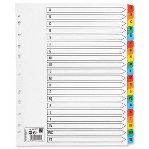 5 Star Maxi Index Extra-Wide 230 Micron Card with Coloured Mylar Tabs A-Z A4 White (5)