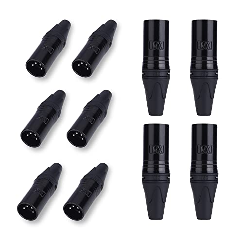 Image of MX 3 Pin XLR connector Microphone Connector pin Pure Copper Nickel Plated Pins1 for High Conductivity microphone cable connector PERENT (4 PIN, Pack of 10, Male Connector)