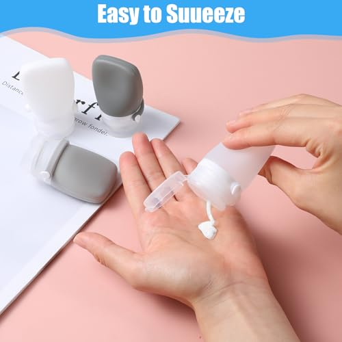 1oz Leakproof Silicone Travel Squeeze Bottles, 4 pack Squeeze Salad Dressing Bottles Portable Cosmetic Silicone Travel Bottle for Toiletries, Mini Sauce Condiment-Bottle3