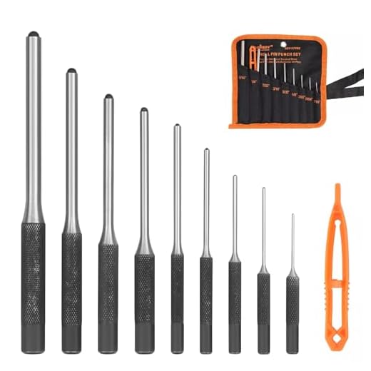 9 Pieces Roll Pin Punch Set, Gunsmithing Kit Removing Repair Tool with Holder for Automotive, Watch Repair,Jewelry and Craft (9-Pieces)
