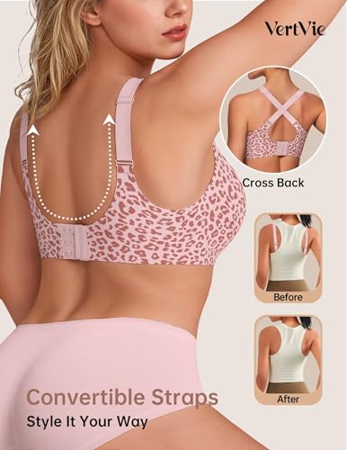 Image of Vertvie Wireless Bras Women Seamless Jelly Supportive Mesh Crossover Bra No Underwire Push Up Full Coverage T-Shirt Bralette