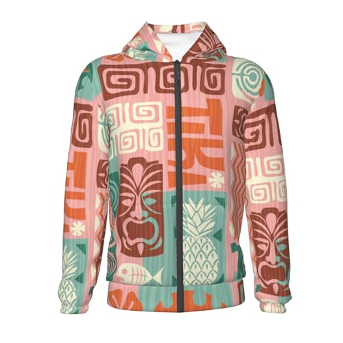 Exotic Tiki Pattern Kids Pullover Hoodies Boys Zip Up Sweatshirts Girls Athletic Clothes with Pocket2